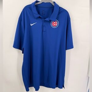 Nike Mens DriFit Chicago Cubs Blue Moisture Wicking Size XXL Blue Polo Shirt